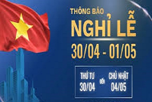 THÔNG BÁO NGHỈ LỄ 30/4 & 1/5/2025