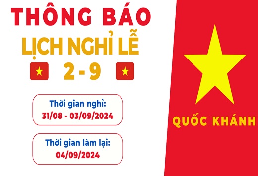 THÔNG BÁO LỊCH NGHỈ LỄ 2/9/2024